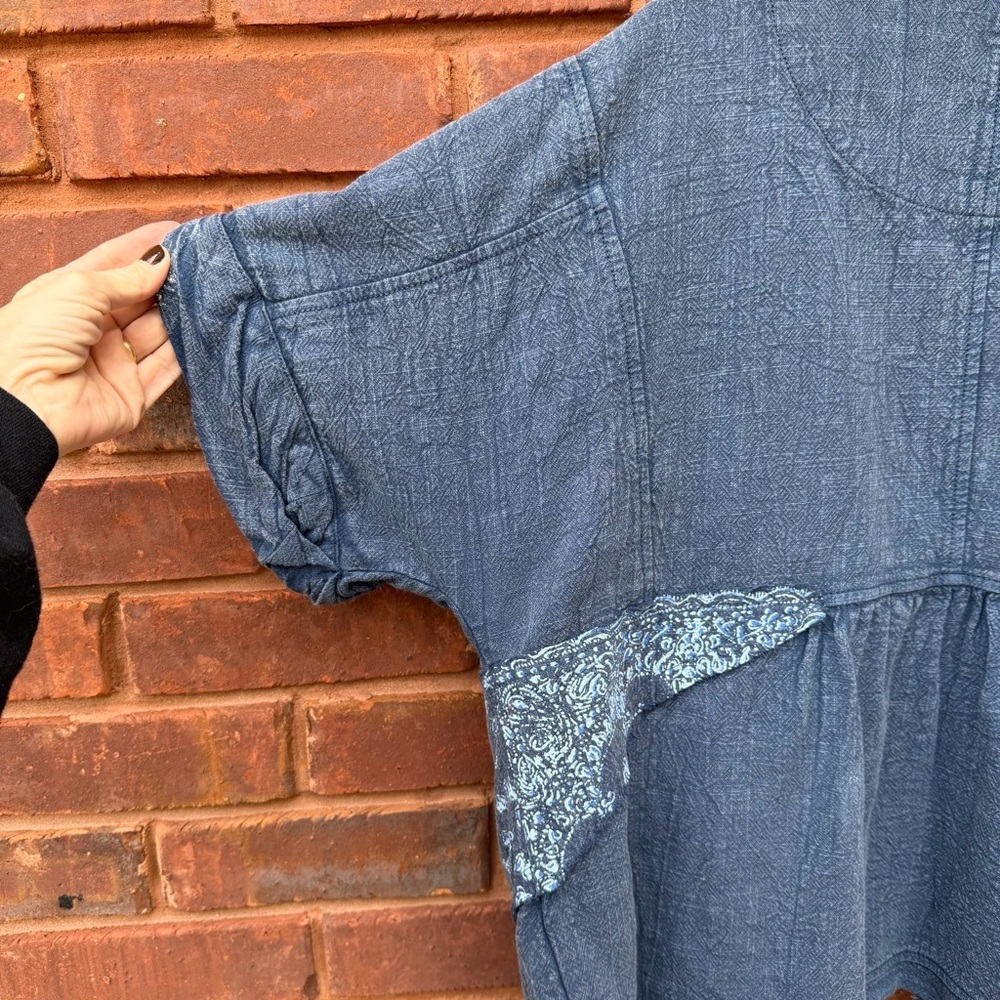 Anthropologie Pilcro Denim Kimono Jacket Open Front Drapey Boho oversized - Picture 8 of 11